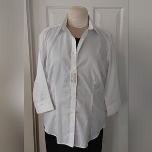 New - Van Heusen Women's Classic White Dress Shirt | Size Large